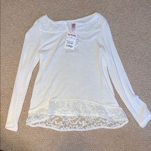 Cream long sleeved shirt